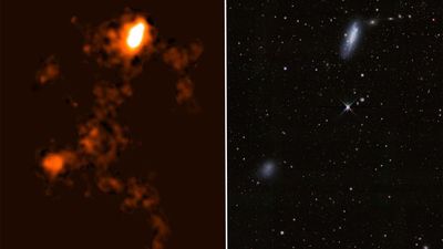 Astronomers spot giant hidden 'bridge' and record-breaking tail between 2 dwarf galaxies