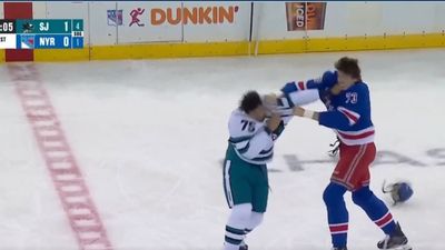 Ryan Reaves, Matt Rempe Drop Gloves for Heavyweight Rematch in Rangers-Sharks