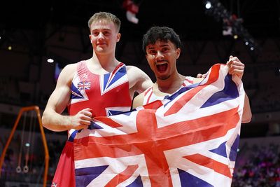GB gymnasts Jake Jarman and Luke Whitehouse win world gold and silver on floor