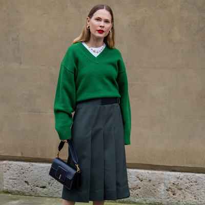 This is How Stylish Women are Wearing Their V-Neck Jumpers for Autumn