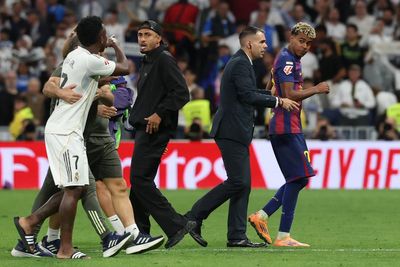 Watch: Vinicius Jr and Lamine Yamal kept apart as tempers boil over after Real Madrid El Clasico win