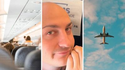 ‘You should follow her home, buddy’: Woman puts her hand on man’s airplane seat. Then he touches it