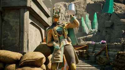 The Outer Worlds 2's weirdest weapon is a flashing rainbow sword that turns combat into a rhythm game I'm terrible at