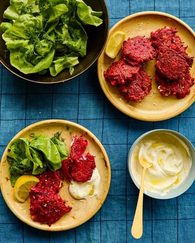 Rukmini Iyer’s quick and easy recipe for beetroot, apple and feta fritters