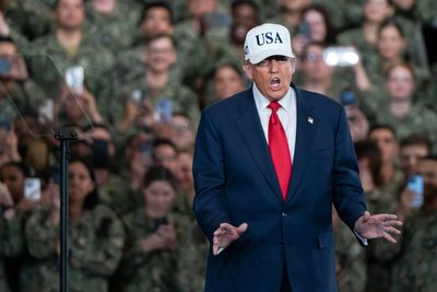 Trump rips ‘good-looking people’ and pines for steam catapults in oddball rant at Japan naval base