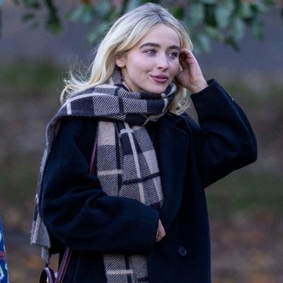 Sabrina Carpenter Elevates a Rom-Com Character Aritzia Coat With a $4,550 Celine Bag
