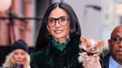 Demi Moore's emerald velvet green suit makes a case for statement tailoring this season