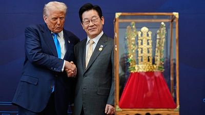 Trump given golden crown in South Korea with trade deal 'pretty much finalised' but not signed