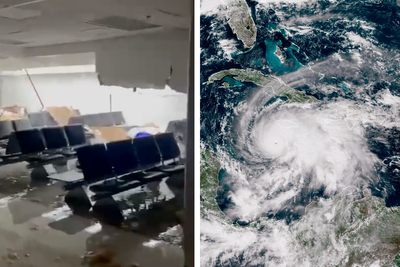 Roof torn off airport as Hurricane Melissa batters Jamaica