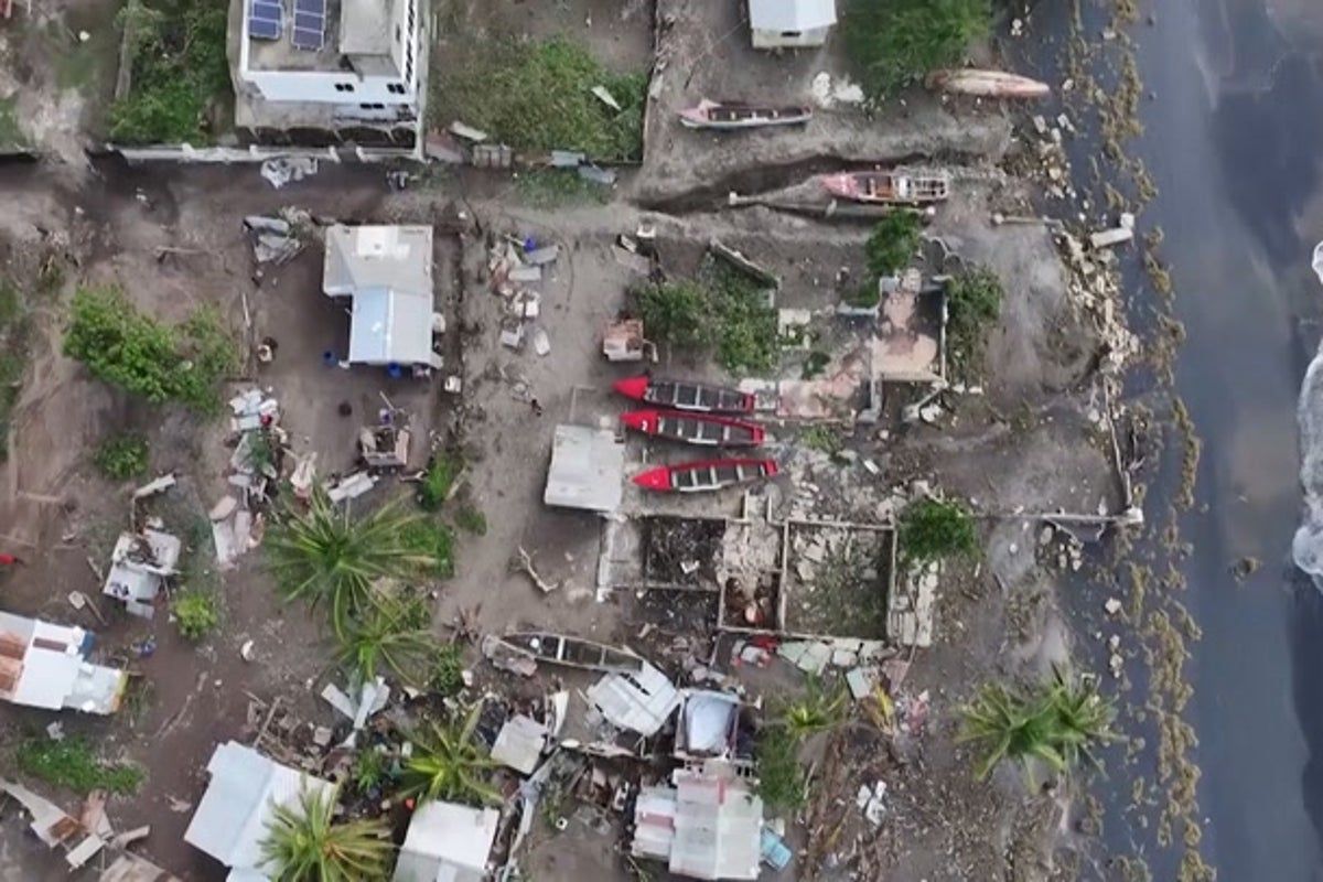 Drone footage shows Jamaican fishing village reduced