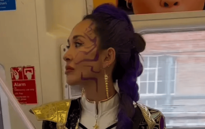 Klass act: Myleene stuns Tube passengers at Hampstead with latex Pokemon outfit as she heads to work in London