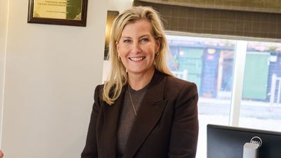 Duchess Sophie takes tonal dressing to a trendy new level with palazzo trousers and sumptuous cocoa shades