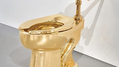 The golden toilet returns to auction with a starting bid of $10 million