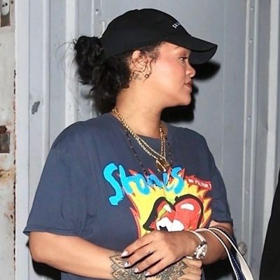 Rihanna Styles a Classic L.L.Bean Tote Bag With Chunky Puma Sneakers and Baggy Track Pants