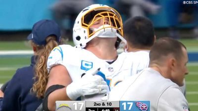 Chargers LT Joe Alt Carted Off the Field for Second Time This Season