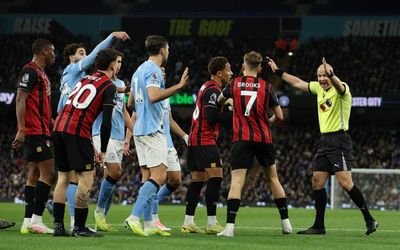 Pep Guardiola hits out at referee and says ‘without Haaland it would be tough’