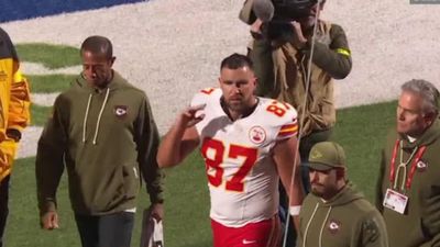 Travis Kelce Seen Having Words With Bills Fans While Leaving After Injury