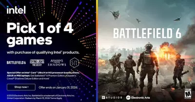 Intel is giving away up to three games worth $280, including Battlefield 6, with the purchase of select Core Ultra 200 series products — 2025 Holiday Gaming Bundle packs free games with Intel CPUs, GPUs, and laptops
