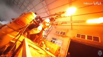 Full-size tank simulator setup now even crazier after being built into a 'tactical vehicle' with full-size replica machine gun and cannon