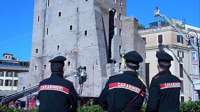 Part of medieval tower near Colosseum collapses during renovation in Rome