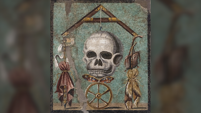 Memento Mori: A mosaic that predates Mount Vesuvius' eruption in Pompeii and reminds us that we will all die