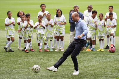 Prince of Wales celebrates penalty at world famous Maracana stadium