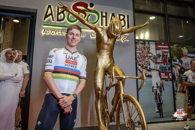 Golden statue of Tadej Pogačar unveiled in Abu Dhabi as part of UAE Team Emirates-XRG's end-of-season celebrations