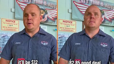 Tire shop finishes $1,200 job and asks customer for payment. His response about financing makes the worker want to slap him