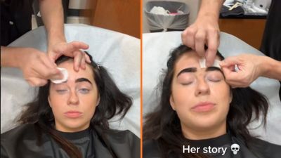Woman gets eyebrow tint at JCPenney salon. What the worker uses to remove the dye from her face is a genuine health hazard