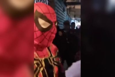 Police officer dressed as Spider-Man finds suspected cocaine in trick-or-treat Halloween bucket