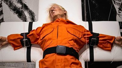 'Saint or Sinner'? British artist Mason Storm crucifies Donald Trump in sculpture on show in Basel