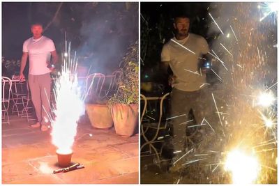 Beckhams celebrate knighthood with fireworks as Brooklyn remains silent