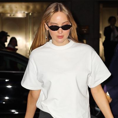 A Classic White T-Shirt Is Jennifer Lawrence's Surprisingly Elegant Swap for a Going-Out Top