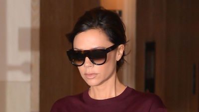 Victoria Beckham's timeless style means she is never out of fashion, and this burgundy and grey colour combination proves it