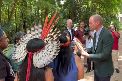 Prince William receives gifts from indigenous community leaders on final stop of Brazil trip