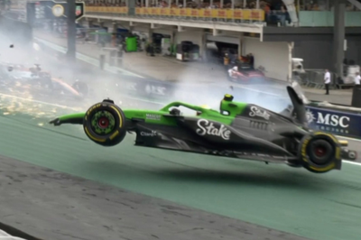 Gabriel Bortoleto taken to F1 medical centre after gigantic crash at Brazil GP