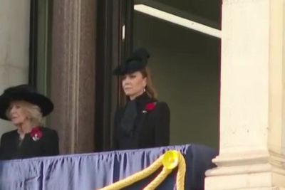 Kate watches on from balcony as King Charles leads Remembrance Sunday service