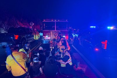 At least 20 rushed to the hospital after church bus suffers rollover crash in San Bernardino mountains