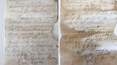 Woman cleaning a beach finds a bottle containing 109-year-old letters from World War I soldiers. The messages inside are heartwarming