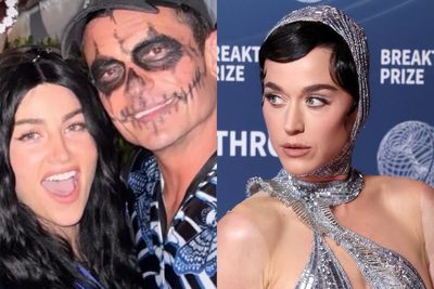 Orlando Bloom poses with actor dressed as his ex Katy Perry at Halloween party