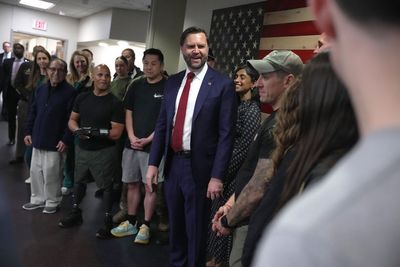 JD Vance jokes about job complaints while visiting Walter Reed patients