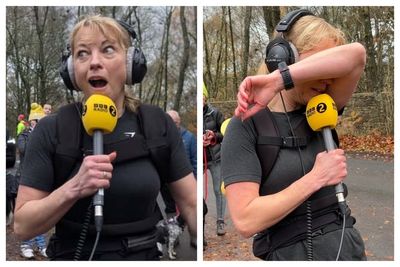 Moment Sara Cox told exhausting Children In Need challenge has raised £1m: 'You've broken me'