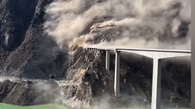 Shock as Brand-New Chinese Bridge Crumbles Into Gorge Just Months After Opening