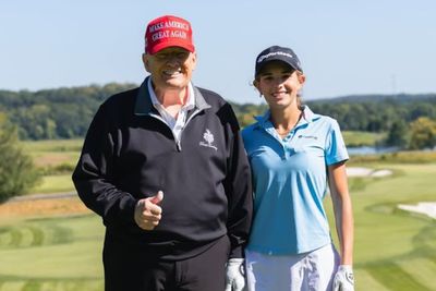President Trump And Tiger Woods Stand With Kai Trump As She Joins LPGA Tour