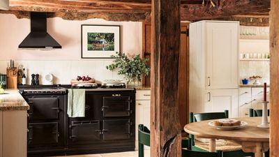Characterful Architecture, Layered Decor, and Festive Additions Combine to Create the Coziest Kitchen in This Cottage Home