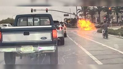 California teen wrecks his gas-powered bike, bursts into flames. Then he emerges with just one small injury