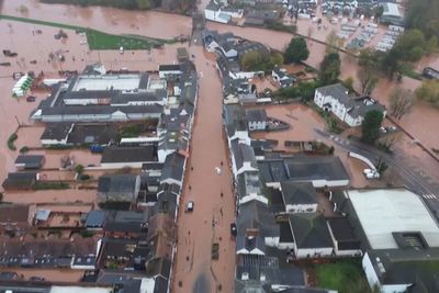 Monmouth devastated by Storm Claudia flooding in shocking drone footage