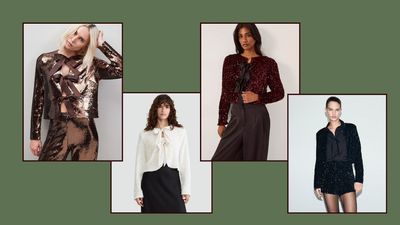 Sequins and bows are a must for party season and this trending style of jacket combines them both for ultimate festive cheer