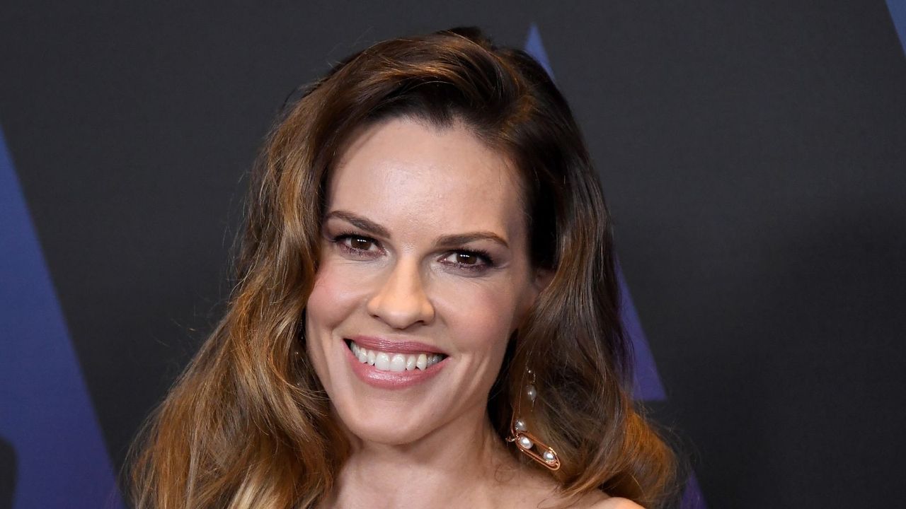 Hilary Swank Goes For a Collaged Christmas Tree Design…