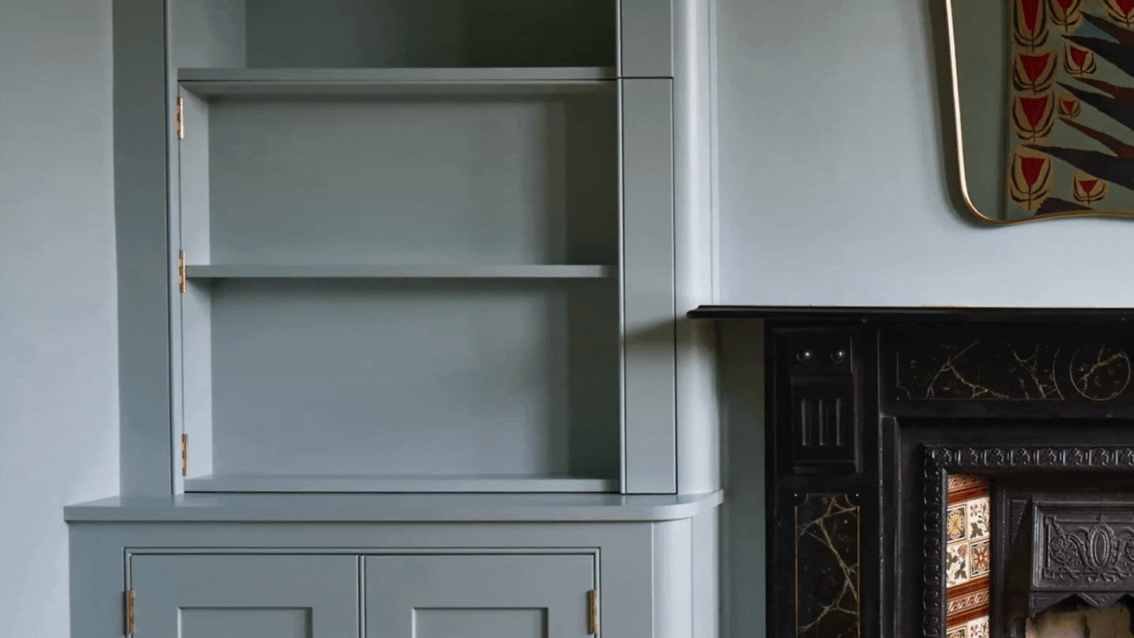 Oh Wow, This Secret TV Storage Is the Genius Idea Everyone With a Living Room With Fireplace Alcoves Will Want to Copy